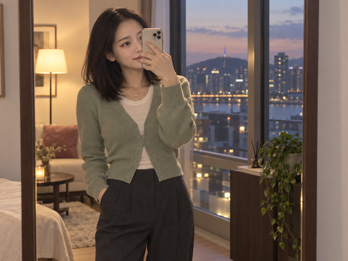 서울특별시 용산구 이동과 방문 일정을 안내하는 젊은 성인 한국 여성 관리사